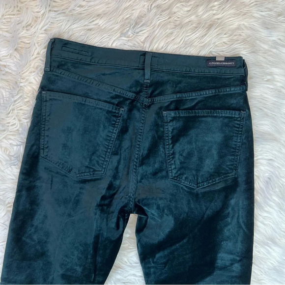 Citizens Of Humanity Demy Cropped Velvet Flare Pant Midnight Green Plush 29 - Picture 12 of 13